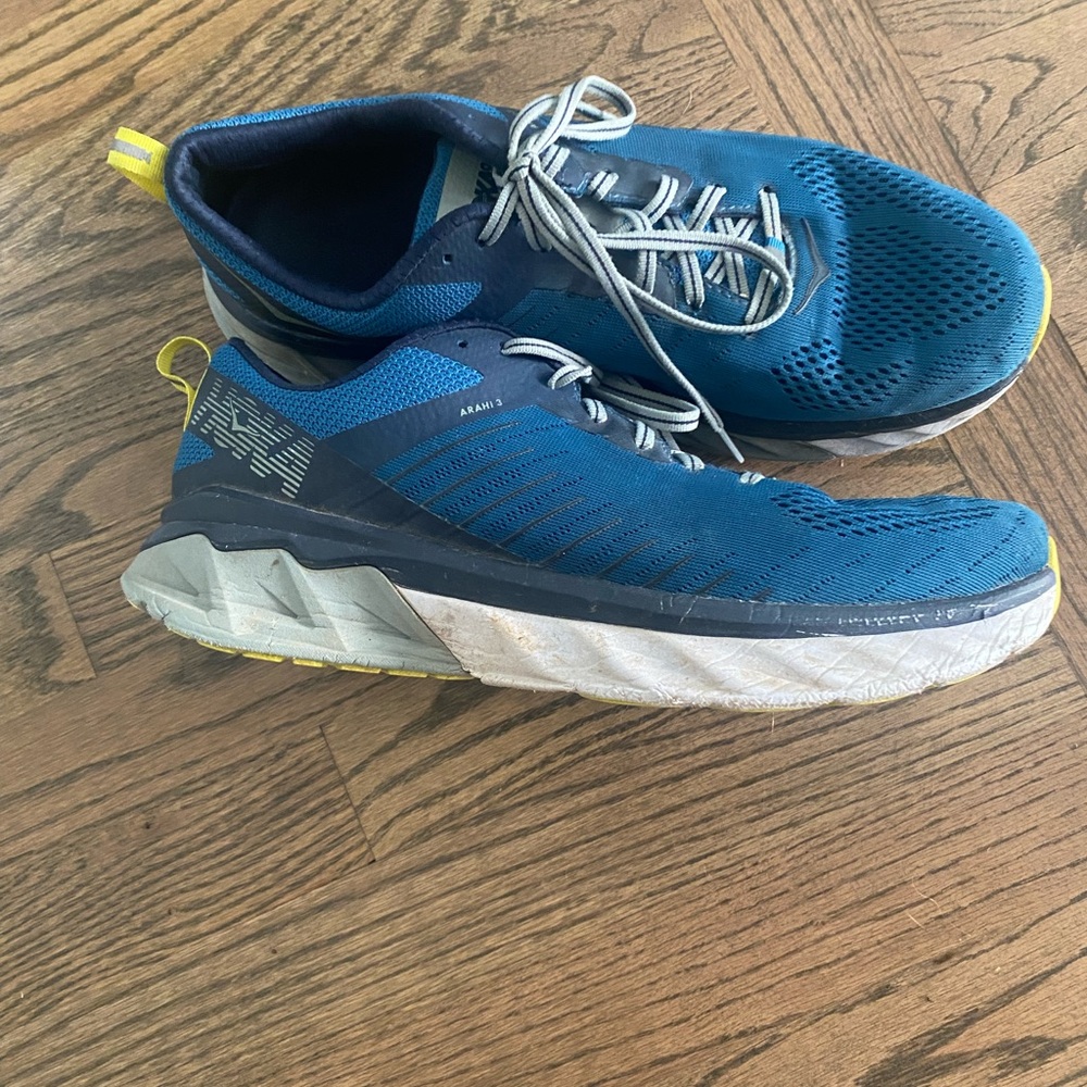 Hoka Men's Teal and Yellow Athletic Shoes